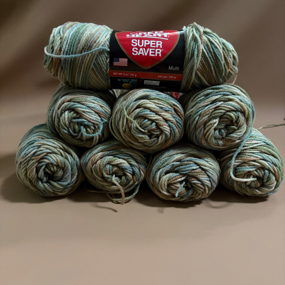 Red Heart Super Saver Yarn Aspen Print 0305 Worsted 4 Acrylic 3 lbs Bulk Lot